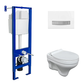 Комплект: инсталляция ATOM Line 410 хром/белая, унитаз ALBIT S, сиденье дюропласт Top Slim SO, BERGE