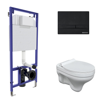 Комплект: инсталляция NOVUM, кнопка F5 черная Soft Touch, унитаз ALBIT S, сиденье дюропласт Top Slim