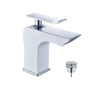 Contest Смеситель для раковины, монолит.излив102мм дон.клап.Click/Cl, р/ОД, хром/белый, LM, LM5806CW