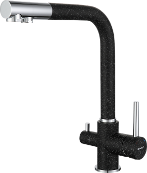 GF Смеситель для кухни, Г-обр. D-35мм с краном питьевой воды (черный)