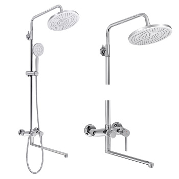 Смеситель для ванны с тропическим душем, длинный излив, одноручный, комплект, СЛ-ОД-Д61, Славен