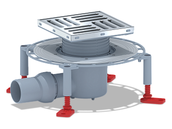 Трап для душа АНИ Пласт THQ5612 DN50 горизонтальный регулируемый с сухим затвором и решёткой из нержавеющей стали 150х150 мм