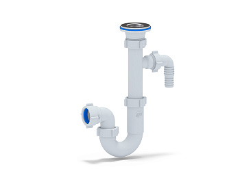 Сифон Ани 1 1/4*32 прямоточный с отводом для с/м, ANI PLAST