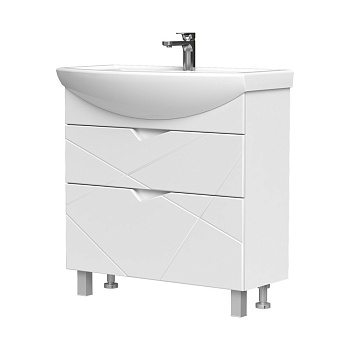 Тумба Pronto 80, напольная, 2 ящ., белая (под раковину Балтика 80), VOLNA