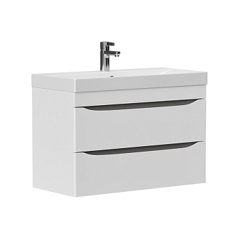 Тумба Lake 80, подвесная 2 ящ., белый/серый оникс (под раковину 9696-80), VOLNA