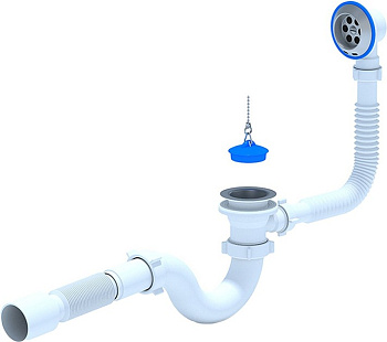 Сифон для ванны АНИ Пласт VE155 1 1/2 дюйма 40 с гибкой трубой 375х40х50