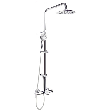 Душевая система наружнего монтажа с телескопическим тропическим душем и душевым комплектом, с изливо