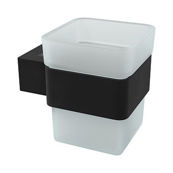 Стакан для зубных щеток SMOOTH LINE с держателем, черный