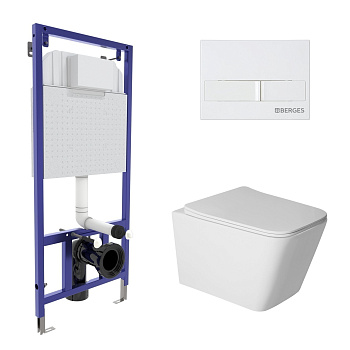 Комплект: инсталляция NOVUM кнопка L1 белая, унитаз SIGMA Rimless 52 см, сиденье дюропласт микролифт