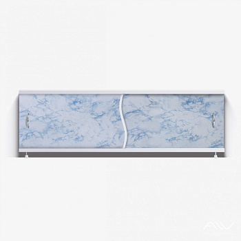 ПРЕМЬЕР Экран для ванны 170 см, полистирол,(серо-синий мрамор-041), ALAVANN