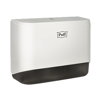 Диспенсер бумажных полотенец Puff-5140, белый, с замком, ABS-пластик