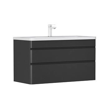 Тумба EQUIL Eltoro 100 подвесная 2 ящ. черный софт(под раковину Adel 100)