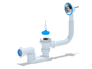 ANI Сифон   для ванны с выпуском   и переливом  1 1/2" плоский ANI PLAST