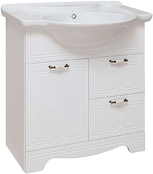 Тумба КАНТРИ 75 (под умывальник ДРЕЯ 75), 2 ящ., белая, RUNO