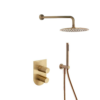 Встраиваемая душевая система с тропическим душем и душевым комплектом TZAR K3415021OC золото браширо