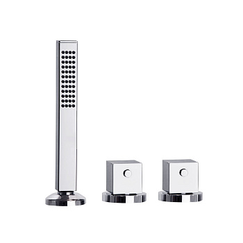 Термостатический смеситель на борт ванны однорычажный с душевым комлектом KUATRO 4733TSCAMK