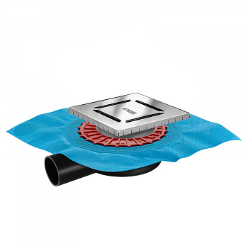 Трап водосток ZENTRUM Norma 150х150, хром глянец, выпуск D50 H65 боковой, BERGES