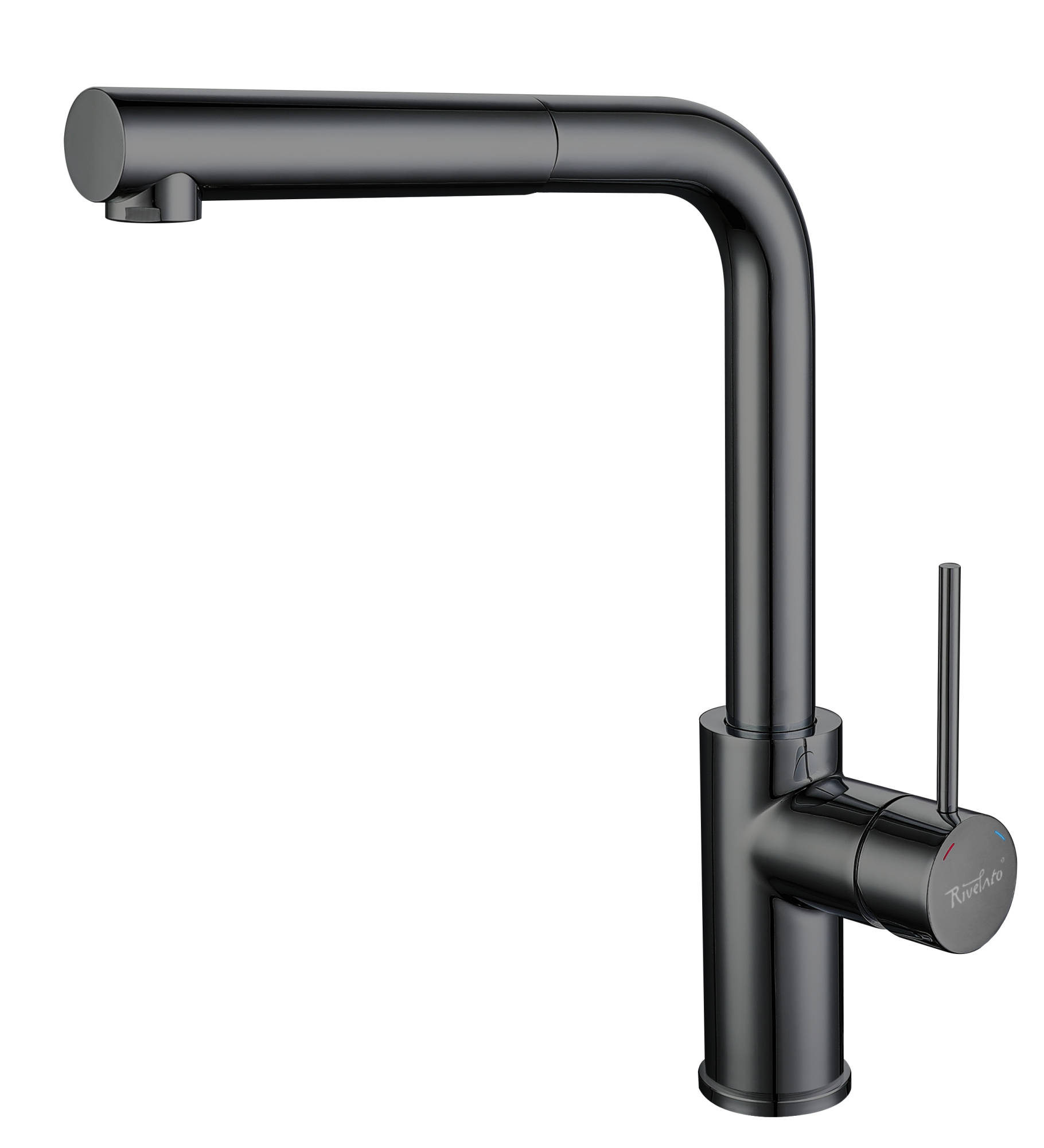 Смеситель для кухни RIVELATO Albano с выдвижной лейкой PVD черный (1573503 PVD black)
