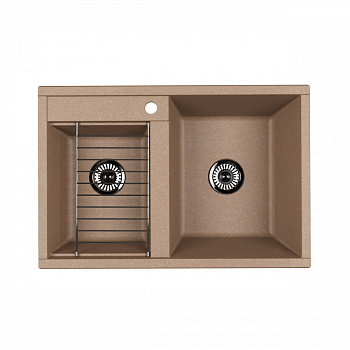 Мойка для кухни  Делия 78 DBL  780x520x218 мм, прямоуг. с крылом, латте