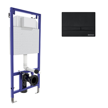 Инсталляция  для скрытого монтажа унитаза NOVUM кнопка F5 Soft Touch, черная, BERGES
