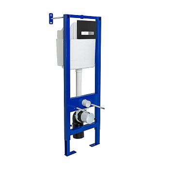 Инсталляция  для скрытого монтажа унитаза АТОМ Line 410 кнопка черная Soft Touch/хром глянец, BERGES