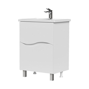 Тумба Volna 60, напольная, 2 ящ., белая (под раковину Фостер 60), VOLNA