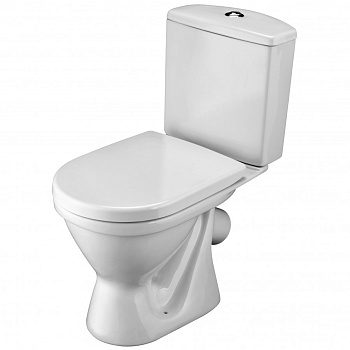 АЛЬКОР Унитаз-компакт, антивсплеск, косой выпуск, 2-х режимная арматура, сиденье дюропласт. САНТЕК 