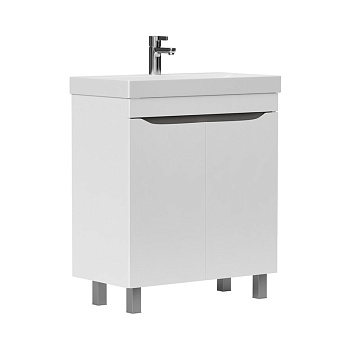 Тумба Lake 70, напольная, 2 дв., белый/серый оникс (под раковину 9696-70), VOLNA