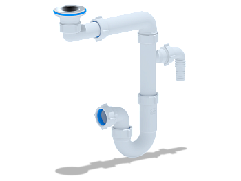 Сифон для раковины АНИ Пласт DB5300 смещенный 1 1/4 дюйма 32 с отводом для стиральной машины