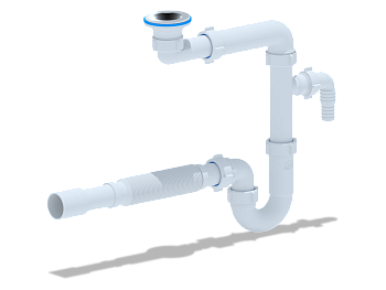 Сифон для умывальника 1 1/4 х 32 с отводом для ст. машины гиб.труб.32х32/40,нерж.реш.65мм, ANI PLAST