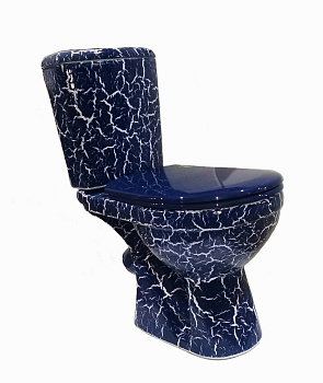 КОМФОРТ Унитаз-компакт (КОМФОРТ+) с арматурой, сиденьем, креплением, кракелюр синий. ROSA