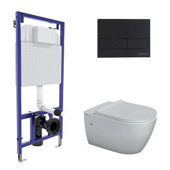 Комплект: инсталляция NOVUM, кнопка L5, унитаз MASCON  Rimless, сиденье дюропласт Toma Slim SO, BERG