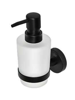 Дозатор для жидкого мыла стеклянный  "Solinne", сталь, черный матовый, стекло сатин, коллекция Вальс