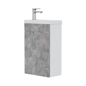 Тумба Vario 40, напольная, 2 дв., цемент/белый (под раковину Миранда 40), VOLNA