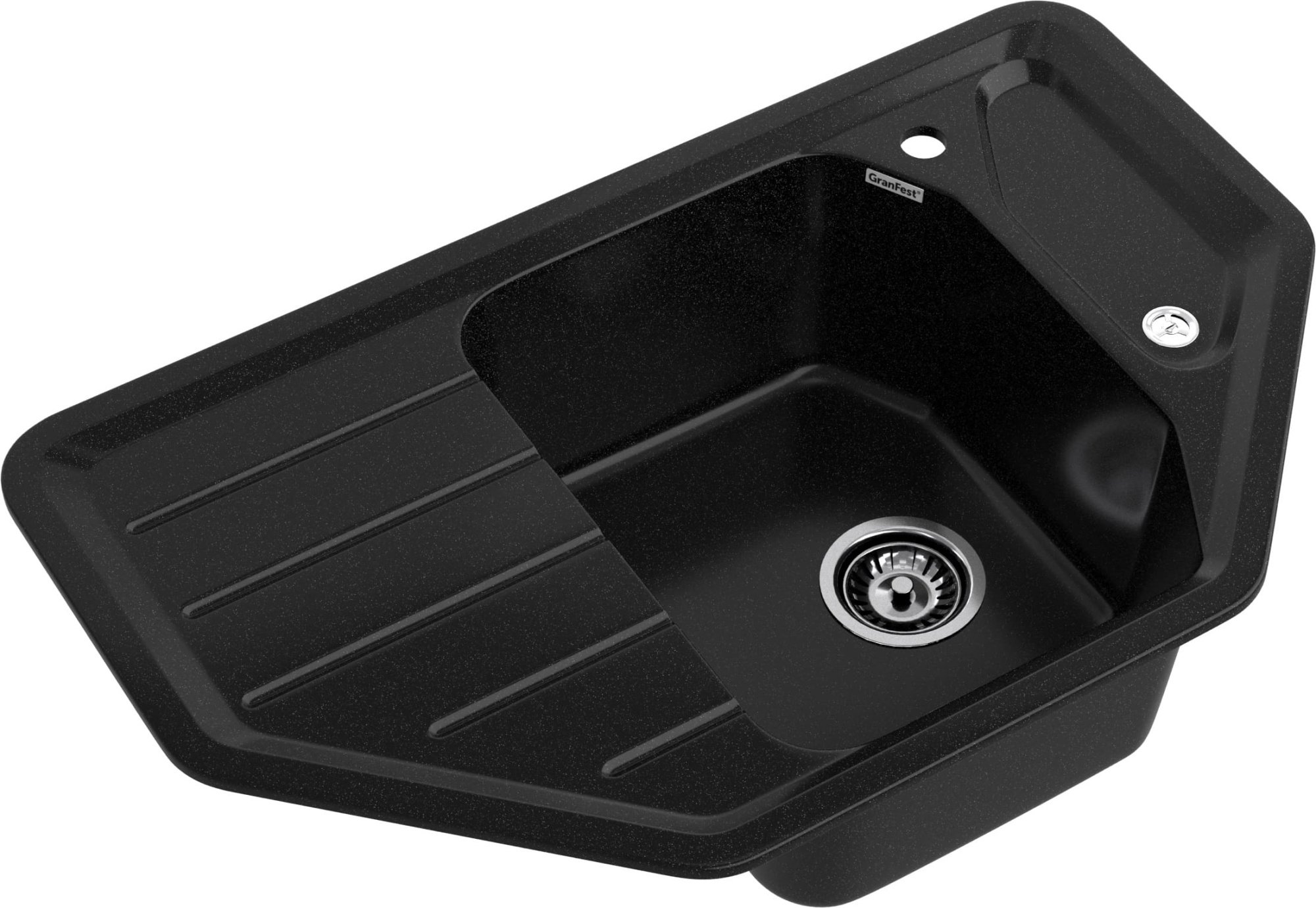 GRANFEST Мойка композит CORNER  GF-C--800E угловая 800*500мм  черный  арт.GF-