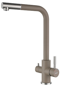 GRANFEST QUARZ  Смеситель для кухни U-обр. с краном питьевой воды D-35мм (песочный) 