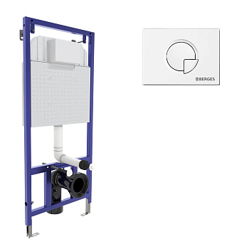 Инсталляция  для скрытого монтажа унитаза NOVUM кнопка R1 белая, BERGES