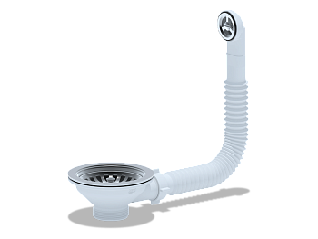 Перелив гибкий для мойки АНИ Пласт N320S с круглым вертикальным корпусом 3 1/2 дюйма