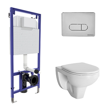 Комплект для монтажа подвесного унитаза GAMMA: инсталляция NOVUM525, кнопка D3, унитаз  с сиденьем G