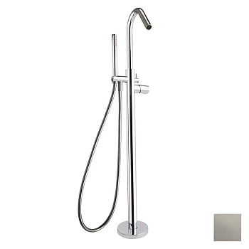 Напольный смеситель для ванны однорычажный с душевым комплектом TZAR 348503DNC никель брашированный