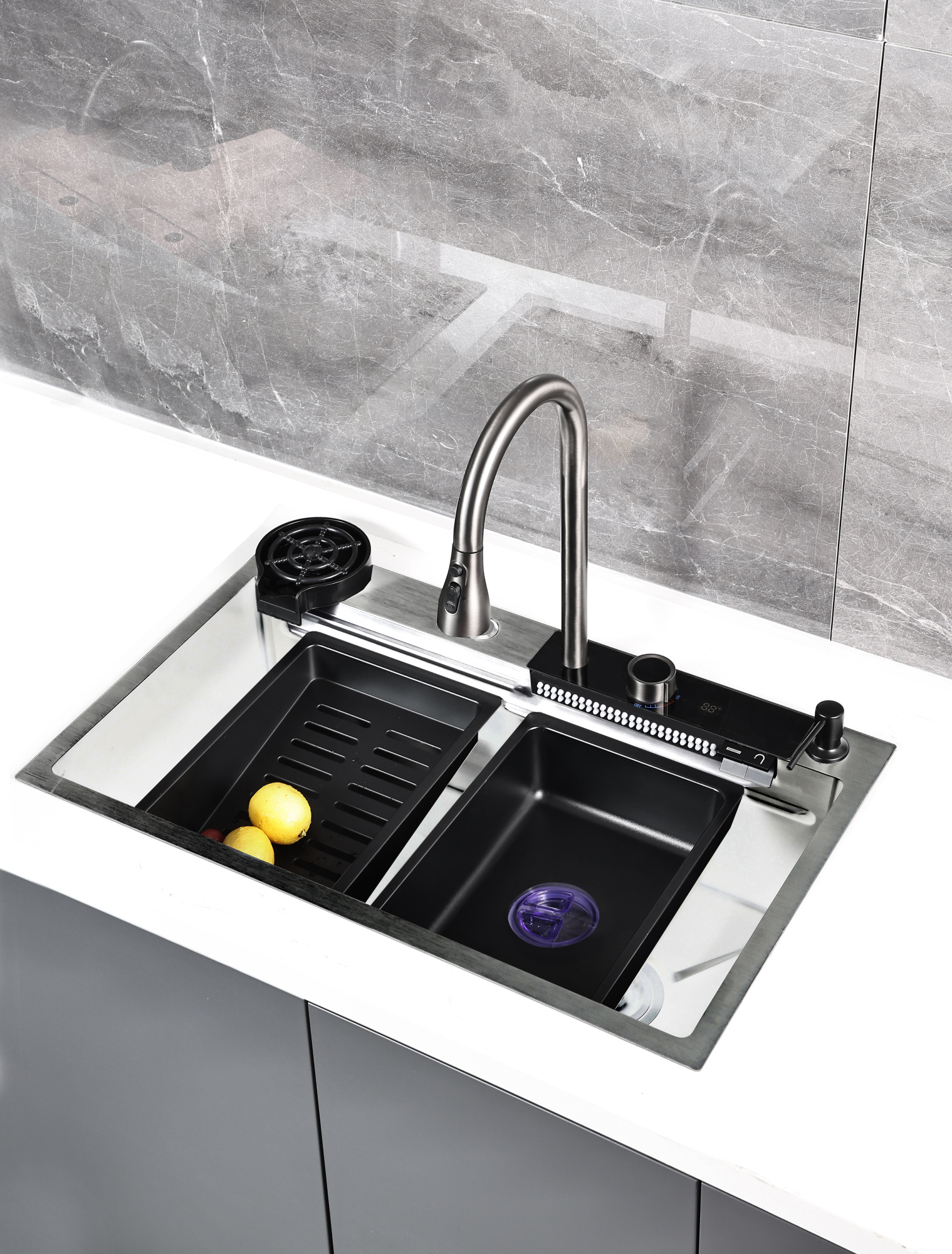 Кухонная мойка многофункциональная ПРОФСАН PSM-9943ST готовое решение со смесителем, нержавеющая сталь