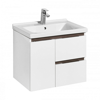 Тумба РЕНЕ 60, белая, грецкий орех (под раковину МИРАНДА 60) 