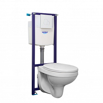 Пэк Альфа (подвес. унитаз с сиденьем полипр, инсталляция, белая панель  SANTERI     