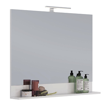 Зеркало Lemark ROMANCE 100 см с полкой, цвет: Белый глянец