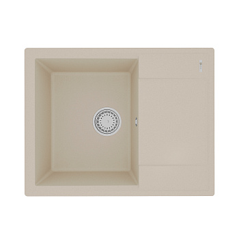 Кухонная мойка Lemark IMANDRA 640 врезная прямоугольная с крылом из кварцгранита, Бежевый