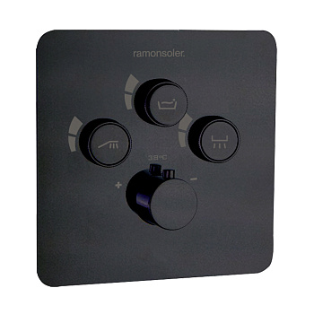 Встраиваемый термостатический смеситель для душа RS SMART 85T301SNM матовый черный на 3 выхода 