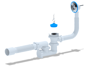 ANI Сифон для ванны 1 1/2" регулируемый с выпуском и переливом, с переходной трубой 40х50мм., ANI PL