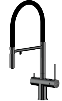 Смеситель для кухни RIVELATO Adria гибкий излив с краном питьевой воды PVD черный (1523517 PVD black)