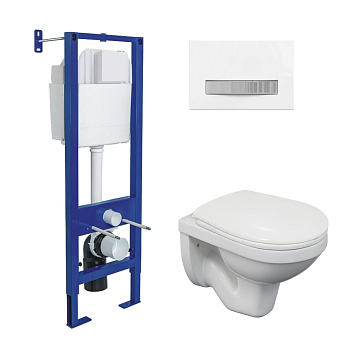 Комплект: инсталляция ATOM Line кнопка белая/хром глянец, унитаз Gamma, сиденье полипропилен Gamma P