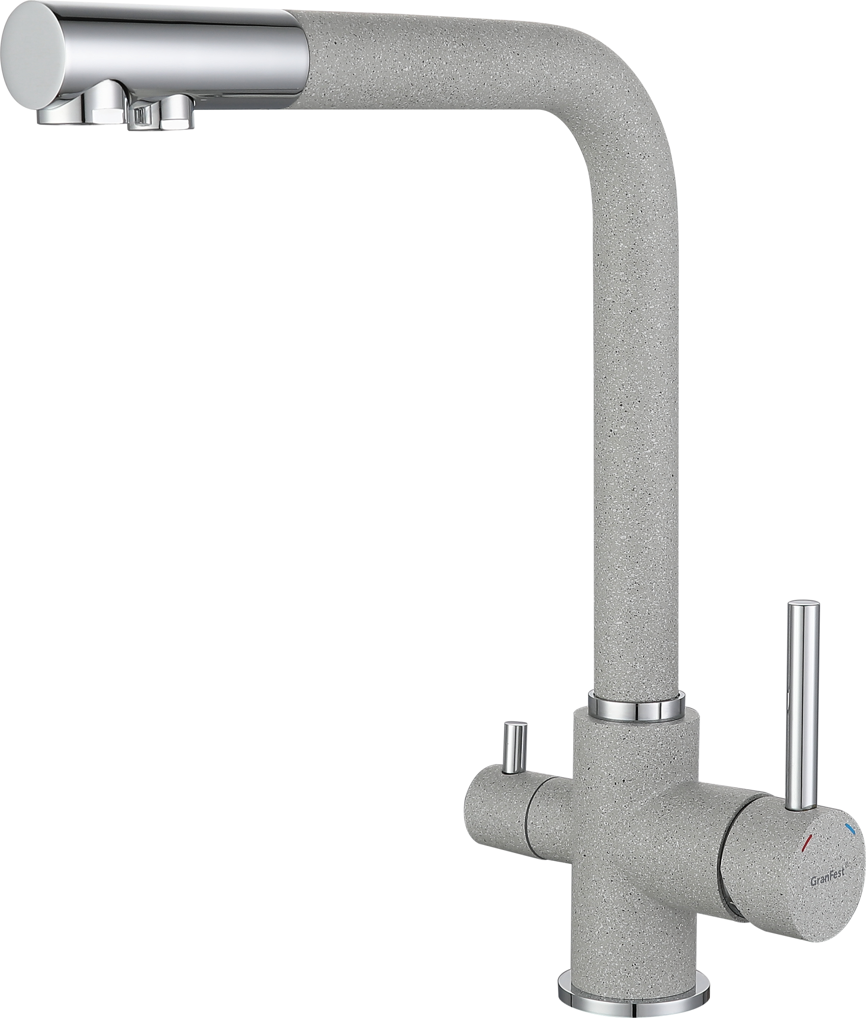 GF Смеситель для кухни, Г-обр. D-35мм с краном питьевой воды (серый)